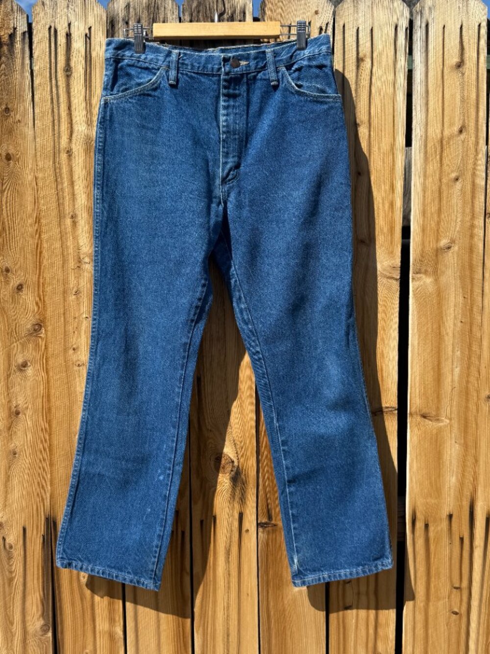 Vintage 90s Rustler High Waist Straight Leg Denim Blue Jeans | Size 31 X 30 - Picture 4 of 12